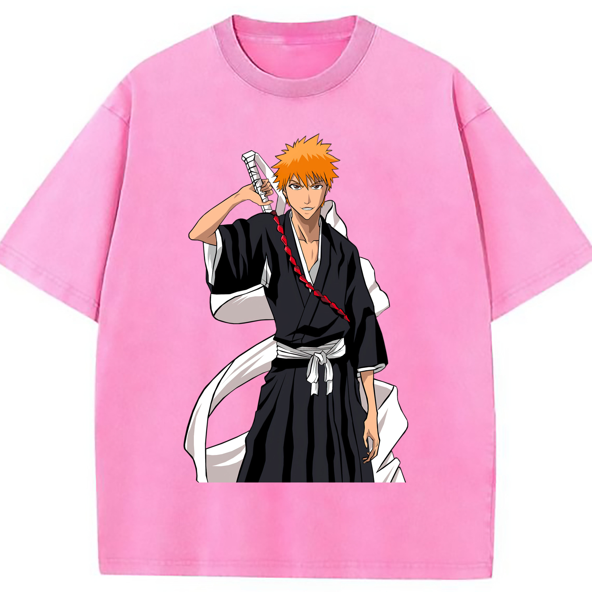 （画像用） ブリーチ 黒崎一護（くろさき いちご）BLEACH Kurosaki Ichigo 綿100% ヴィンテージ風 半袖Tシャツ（フロントプリント）